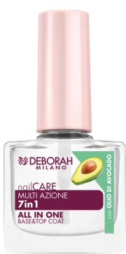 Deborah Milano - Smalto Trattamento Multiazione 7 in 1 per Base e Top Coat Unghie, con Cheratina e Olio di Avocado, Indurisce, Nutre e Leviga, 8.5 ml
