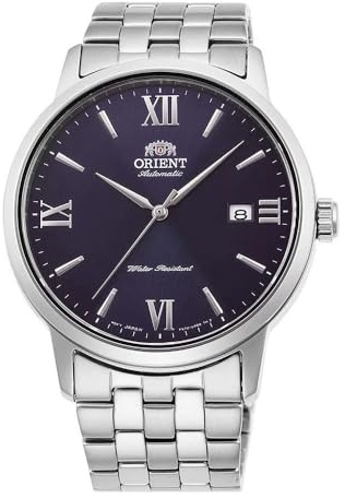 Orient Automatik Herren Armbanduhr aus Edelstahl in der Farbe Silber-Blau 42mm, Wasserdichtigkeit: 5Bar, RA-AC0F09L10B