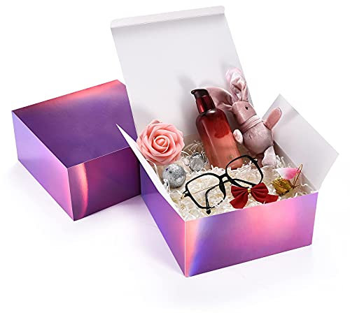 Gift Boxes,Gift Boxes with Lids,10 pcs 20 * 20 * 10 cm(8x8x4in) Gift Wrap Boxes, decorative boxes for gifts,Bridesmaid Proposal Boxes,Rainbow gradient Gift Boxes (Rainbow)
