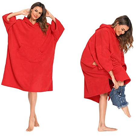 SINJYUN Poncho à Capuche - Poncho de Bain - Poncho de Surf - Séchage Rapide et léger - Unisexe - avec Poche pour la Plage, la Natation, Le Surf, Les Voyages et Les Vacances - Taille Unique