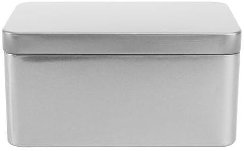 Zerodeko Metal Empty Tin Box Tin Canisters Tea Leaf Storage Rectangular plate Box Container, Storage Canister Chocolate Candy Tea Coffee Cosmetics Case Crafts Organizer (Silver)