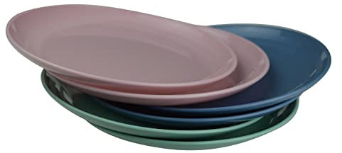Ikolife små plasttallrikar platt, 6 stycken Φ19,5 cm 3 färger, barntallrikar, återanvändbara BPA-fria! (19,5 cm tallrik liten)