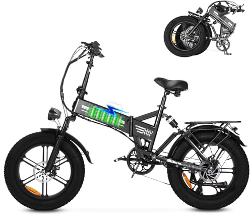 Kalorace Bici Elettrica, Batteria 48V 15Ah, Velocità Massima 25 km/h, Autonomia 80 km, Pneumatici 20 Antiforatura, Cambio a 7 Velocità, Bicicletta Elettrica per Adulti