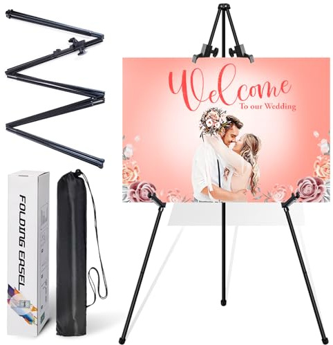 VAIIGO Caballete para Carteles y Exhibición - Ajustable, 168 cm, Plegable, Metal - para Boda, Arte, Pintura