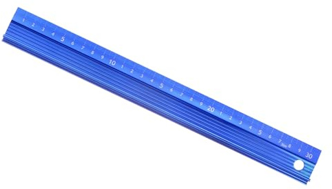 Kozelo Raised Grip Metal Ruler - [30cm ] Aluminum Alloy Precise Measurement Cutting Straight Protective Ruler Ruler Blue for Office Measure Cut Drawing Use, 1mm Precision, Black