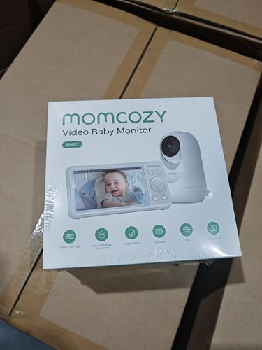 momcozy BM01 Baby Monitor Video con 2 Telecamere, 5 1080P HD Split-Screen, Batteria 5000mAh, No WiFi,Visione Notturna, Audio Bidirezionale, VOX, 300m, Idea Regalo Nascita per Gemelli