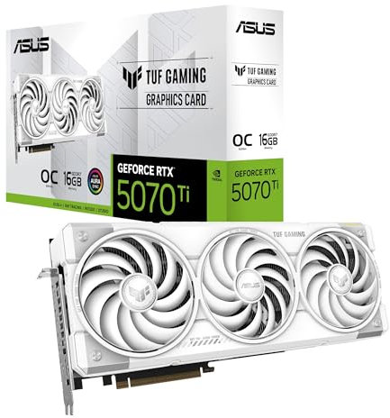ASUS TUF Gaming GeForce RTX 5070 Ti 16GB GDDR7 White OC Edition Grafikkarte (NVIDIA DLSS 4, 2,5-Slot Design, SSF, PCIe 5.0, 3X DisplayPort 2.1b, 2X HDMI 2.1b, weiß, TUF-RTX5070TI-O16G-WHITE-GAMING)
