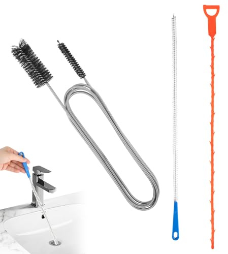 KILDOWS 3 Stück Rohrreinigungsbürste, 200cm Abflussreiniger Spirale Rohrreiniger Abflussbürste Lang Schlauchbürste Rohrreinigung Abflussspirale für Küche Badezimmer Abwasserkanäle Rohre Schmales