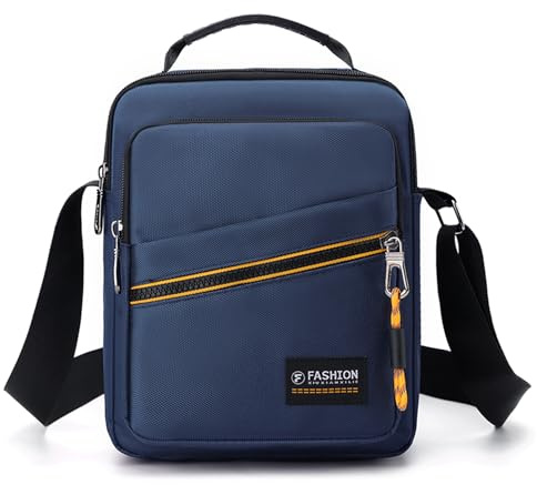BAGZY Umhängetasche Herren Nylon Herrentasche Zum Umhängen Wasserdichte Für 9,7 Zoll IPAD Crossbody Bag Handytasche Männertasche Tägliches Mit Verstellbaren Schultergurt Sling Bag Für Reisen Blau