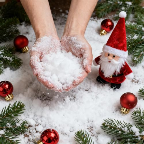 Neve Finta per Villaggio Natalizio 200g, Neve Artificiale Soffice e Scintillante per Natale - Pronta all'Uso e Senza Acqua, Ideale per Decorazioni Natalizie e Presepe, Christmas Artificial Snow