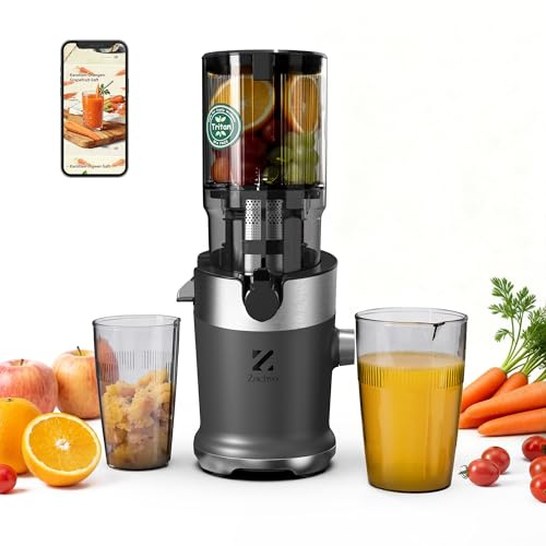 Zachvo Entsafter, Slow Juicer mit 130mm Breite Fütterungsröhre für Ganze Gemüse und Obst Testsieger, 220W Kaltentsafter aus Tritan BPA-frei, Leicht zu Reinigender Juicer, Inkl. Saftrezepte