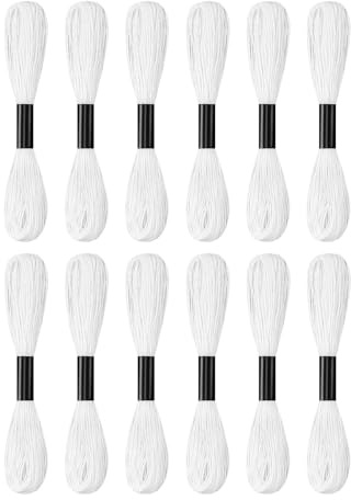 12 Skeins White Embroidery Threads 120 Yards for Bracelet Making and DIY Crafts