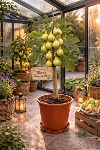 Fikonträd Breva 70–100 cm – Ficus Carica vinterhård, medelhavskrukväxt och fruktträd, söta fikon, robust och lättskött för balkong, terrass och trädgård