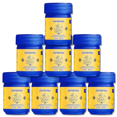Thai Herbal Inhaler Set of 8 Jars–Natural Thai Aromatherapy Nasal Inhaler with Menthol, Camphor & Kaffir Lime – Lock Spill-Proof Design