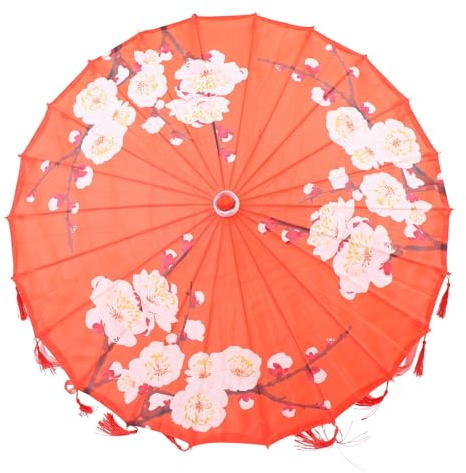 ULTECHNOVO Paraguas Japonés Decorativo de Material Sintético Rojo para Fotografía y Fiestas, Elegante y Resistente al Viento, Adecuado como Accesorio para Eventos