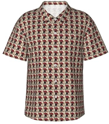 Unkhtt Camisa hawaiana de manga corta con estampado deportivo de hockey para hombre, ligera, transpirable, informal, Negro, L