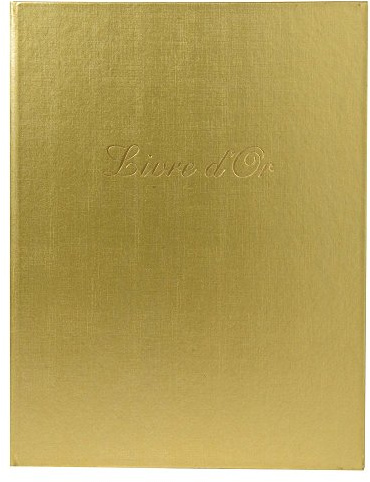 Exacompta - Réf. 4989E -1 Livre d'or simili-cuir - Format vertical : 27 x 22 cm - Tranche or avec titre en lettres dorées - 100 pages blanches unies - Coloris : Or