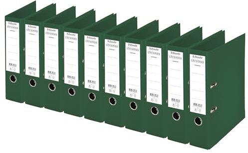 Esselte, Classeurs à levier A4 Chromos, Vert, Dos de 80 mm, Plastique, Lot de 10, 230105