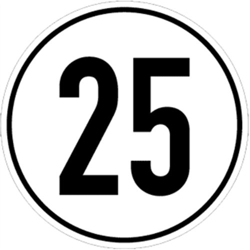 Panneau de vitesse maximale 25 km/h En aluminium estampé 20 cm Résistant aux intempéries