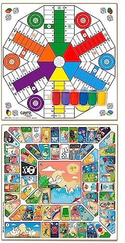 Cayro - Tablero Parchís de 6 y Oca - De Madera - Diseño Clásico y Elegante - Tamaño 40 x 40 - Juego Tradicional - Diseño Elegante y Duradero