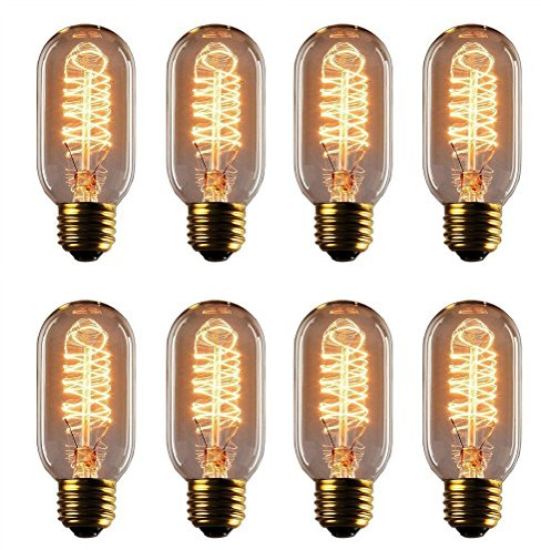 SooCooler Vintage Edison Bulbs, 25 Watt, T45, 2700K Warm White Spiral Cage Filament Light Bulbs, E26/E27 Base Incandescent, 110-130V, Dimmable Decorative Antique, 8 Pack