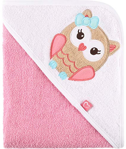 Be Mammy Kapuzenhandtuch Babyhandtuch aus Baumwolle Oeko-Tex Standard 100 100cm x 100cm BE20-240-BBL (Rosa - Eule)