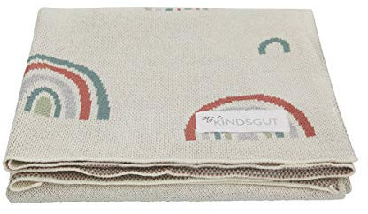 Kindsgut Kinderdecke, weiche Baby-Decke aus zertifizierter Baumwolle in 80 cm x 100 cm, ideal für unterwegs oder zum Kuscheln, dezente Farben und Schlichtes Design, Regenbogen