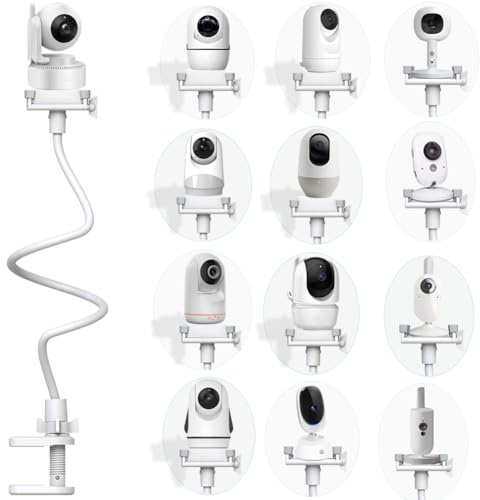 EYSAFT Baby monitorhållare monteringsstativ kompatibelt med HelloBaby, GHB, momcozy, Nanit Pro + Flex Duo-stativ, Blemil, Jeeber, nooie, BT babymobitor och de flesta 1/4 tums kamera