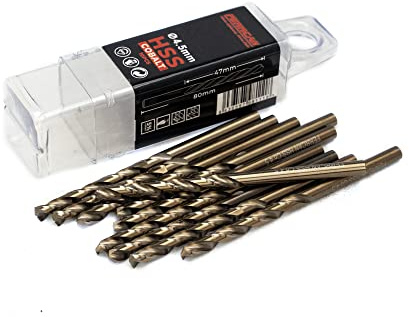 Ferrcan Brocas para metal HSS DIN338 M35 5% cobalto para taladrar en acero inoxidable, hierro y otros metales (paquete de 10 unidades por medida) (4.5mm)