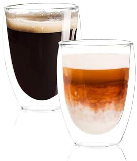 PYYB 2 Large Capacity Coffee Glasses Double Walled Glass Coffee Mugs 350ml Insulation Latte Glasses Cappuccino Cups Thermal Double Cups