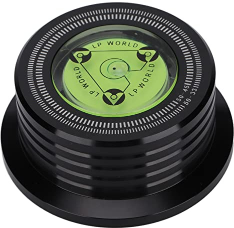 Viktstabilisator för LP-skivor i Aluminium med Bubbelnivellering, Eliminera Vibrationer, Jämn Hastighet, Hålla Skivspelaren nivå för Vinylskivor, 76 Mm (Svart)