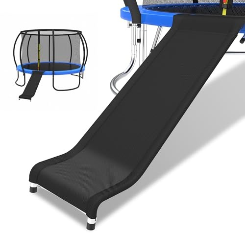 Deomod Trampoline Slide, 10FT 12FT 14FT 15FT 16FT Trampoline Universal Slides, Trampoline Accessories with Cushioning Effect, Suitable for Children to Climb Up and Slide Down, Safety Slider (Silver)