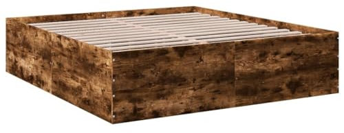 vidaXL Bettgestell, Bett Doppelbett für Schlafzimmer, Bettrahmen mit Lattenrost, Schlafzimmerbett Modernes Design, Räuchereiche 180x200cm Holzwerkstoff
