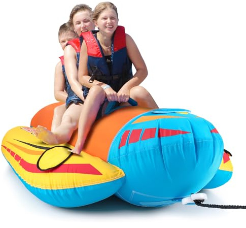 COSTWAY Gommone a Banana Gonfiabile per 3 Persone, Tubo Trainabile per Sport Acquatici e Nautici, Gommone a Banana da Recreazione Acquatica, Carico Massimo 231 kg