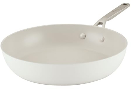 KitchenAid Hard Anodized Ceramic Nonstick Cookware Frying/Skillet Pan, 12.25 Inch Non Stick Fry Pan with Stainless Steel Handle - Porcelain White