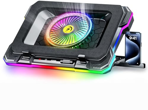 ChillCore RGB Gaming Laptop Cooling Pad with 5.5 Turbo Fan, Rapid Cooling for 15.6-19.3 Laptops, Variable Speed Control, 7 Adjustable Heights - K1 5V RGB