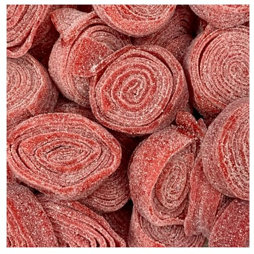 Kw's Fizzy Red Liquorice Rolls – Tangy Red Candy Spirals with Fizzy Sugar Coating – Retro Sweets Treat – Bulk Bag (01kg Bag)