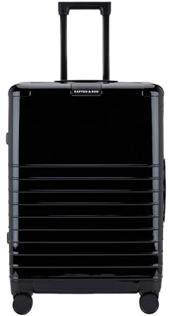 Kapten & Son Koffer Heathrow Essential Check-In All Black 82 L | Hartschalenkoffer Groß Schwarz mit stabilen, austauschbaren 360 Grad Rollen, TSA-Gepäckschloss | Reisekoffer