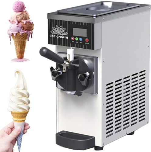 Gelatiera Professionale Soft Serve,Macchina Gelato Duro Commerciale,Gelato Soft 4-5 Kg/Ora,Pannello Lcd, Pulizia Automatica Preraffreddamento,Per Yogurt Caffè Snack Bar Ristorante,Silver