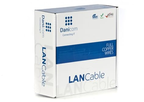 DANICOM CAT6A U/UTP 50 m kabel på rulle smidig – PVC (Fca), POE, Ethernet, LAN, patchkabel, datakabel, RJ45 – för serverskåp, switchar, router, modem! | POE, Ethernet, LAN, patchkabel, RJ45, för serverskåp, switchar, routrar, modem