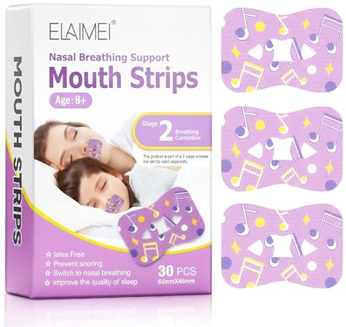 30 Pezzi Cerotti Bocca per Dormire,Mouth Tape for Sleeping,Tappo per Russare,Migliora la Qualità Del Sonno,Miotape per Bambini,Cerotto per la Correzione Della Bocca Aperta Bambini Adulti (Fase 2)
