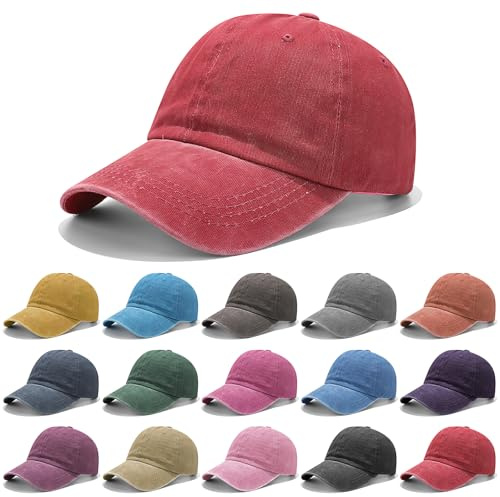 HFZCV 15er Set Vintage Cap Washed Look, Basecap Unisex Vintage aus Baumwolle, Gruppenaktivitäten Sommer Outdoor, Vereine & Outdoor Sport, Verstellbare Soft Top Cap, 15 Farben