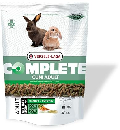 Versele-Laga Complete Cuni Adult | 500 g | Alleinfuttermittel für ausgewachsene Kaninchen | Schmackhafte All-in-one Pellets | Mit Langen Fasern | Von Tierärzten entwickelt