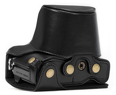 MegaGear MG367 Olympus OM-D E-M10 Mark II, E-M10 (14-42mm) Ever Ready Leder Kamera-Case mit Trageriemen - Schwarz