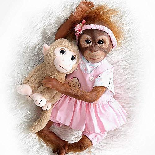 ZIYIUI Reborn Baby AFFE 21 Zoll 52 cm Realistische Weiches Silikon Vinyl echt Handgefertigt Reborn AFFE Mädchen Lebensecht Puppe Kinder Spielzeug