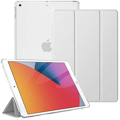 Fintie Hülle für iPad 10.2 Zoll (9. / 8. / 7. Generation, Modell 2021/2020/ 2019) - Ultradünn Schutzhülle mit transparenter Rückseite Abdeckung Cover mit Auto Schlaf/Wach, Silber