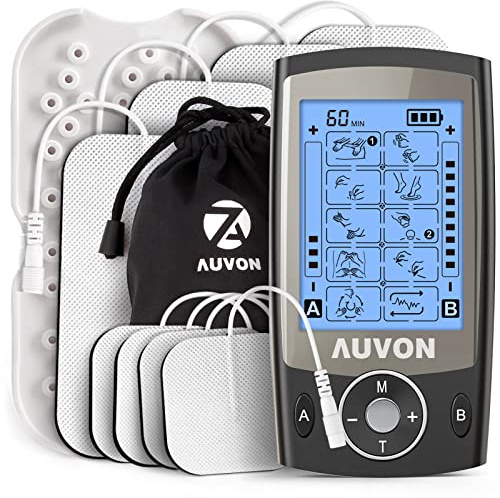 AUVON Dual Channel TENS Machine for Pain Relief, 8 Pcs TENS Pad Replacement