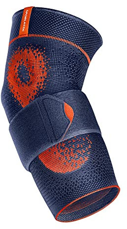 SPORLASTIC – Ellbogen Bandage EPIDYN Supreme Tennis- & Golferarm mit Silikonpelotten - Orthopäd. Ellenbogenbandage bei Sehnenscheidenentzündungen - Ellenbogen Kompressionsbandage - Orangeblue Größe S