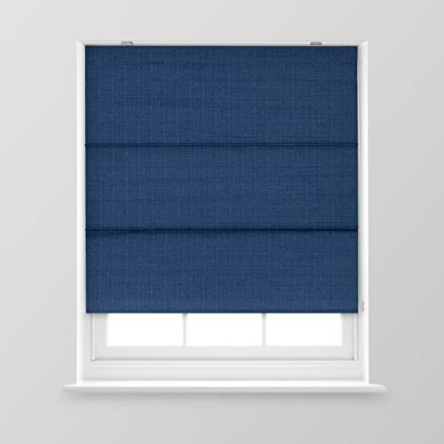 A.Unique Home Textured Weave Dimout Roman Window Blind in a Variety of Colours and Sizes Ideal for any Room. (Navy, 180cm x 170cm (70.8 x 66.9) (6FT))