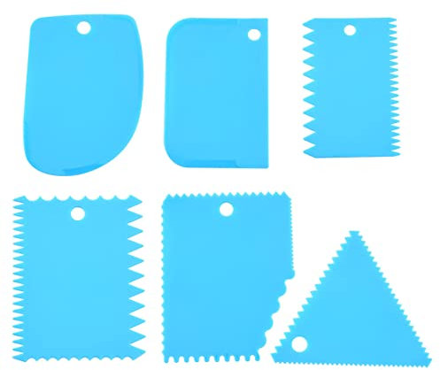 Ensemble De Grattoirs, Grattoirs à PâTe En Plastique Lot De 6, Coupe De PâTe, Spatule à PâTisserie, Facile à Nettoyer, Grattoir Polyvalent Pour GâTeau, PâTisserie, Pain, CrêPes Bricolage (Bleu)
